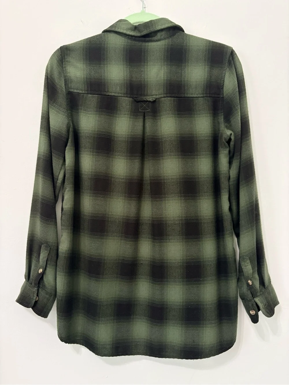 American Eagle Soft & Sexy Plaid Button Down Shirt Sz S Forest Green Black EUC - Picture 5 of 12